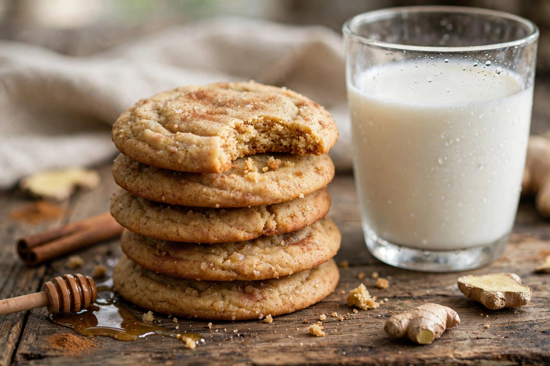 Soft honey cookies with cinnamon and ginger